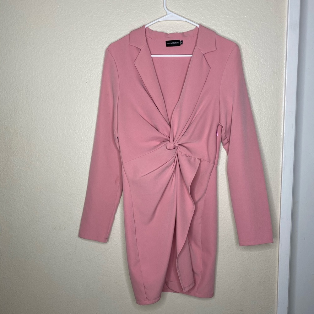 Dusty rose long sleeve blazer dress